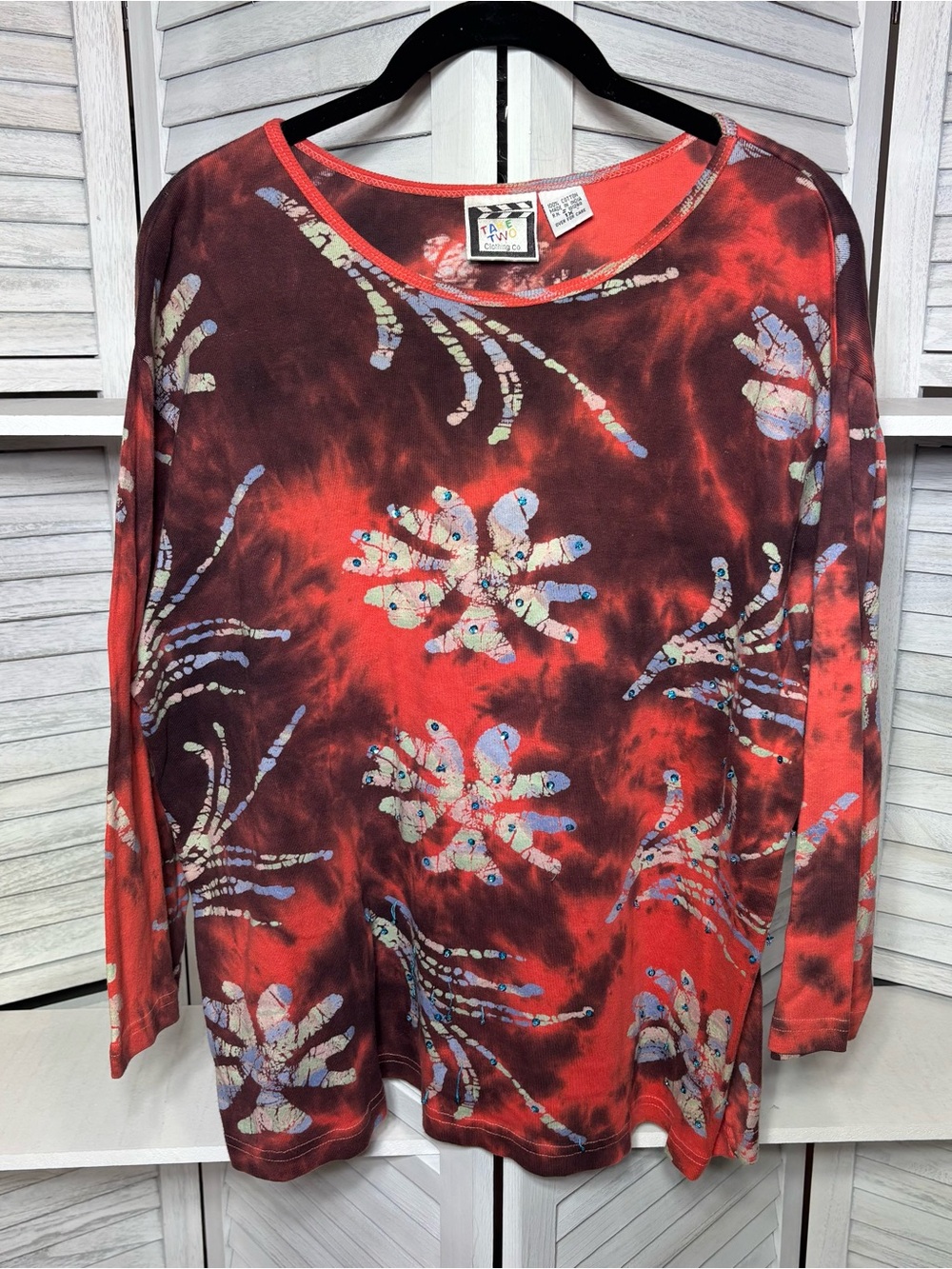 Take Two Tie Dye Dragonfly Sequin Tunic 1X